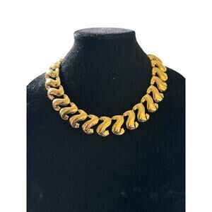 Vintage Napier Necklace Runway Chunky Curvy Statement Gold Tone Links 18 Inch